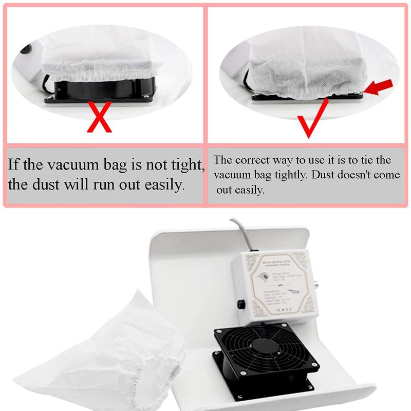 10 Pieces White Non-Woven Nail Art Dust Suction Collector Nail Suction Dust Collector Pouches Replacement Bag for Nail Art Equipment