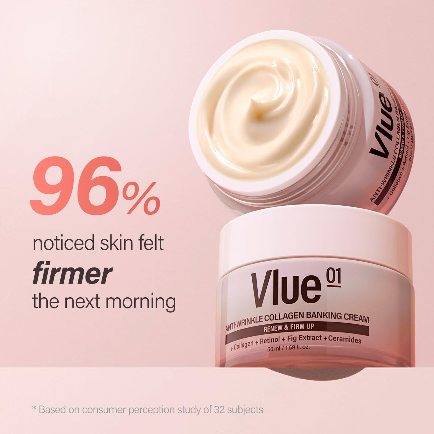 VLUE Retinol Collagen Cream - Anti-Aging Ceramide Moisturizer for Wrinkles & Sagging Skin, Hydrating & Lifting, Korean Skincare, 1.69 fl. oz.