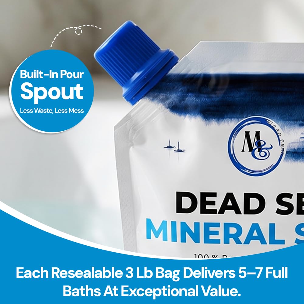 Dead Sea Bath Salt for Bath & Foot Soak, Unscented Fine Grain, 3lb - 4 Pack
