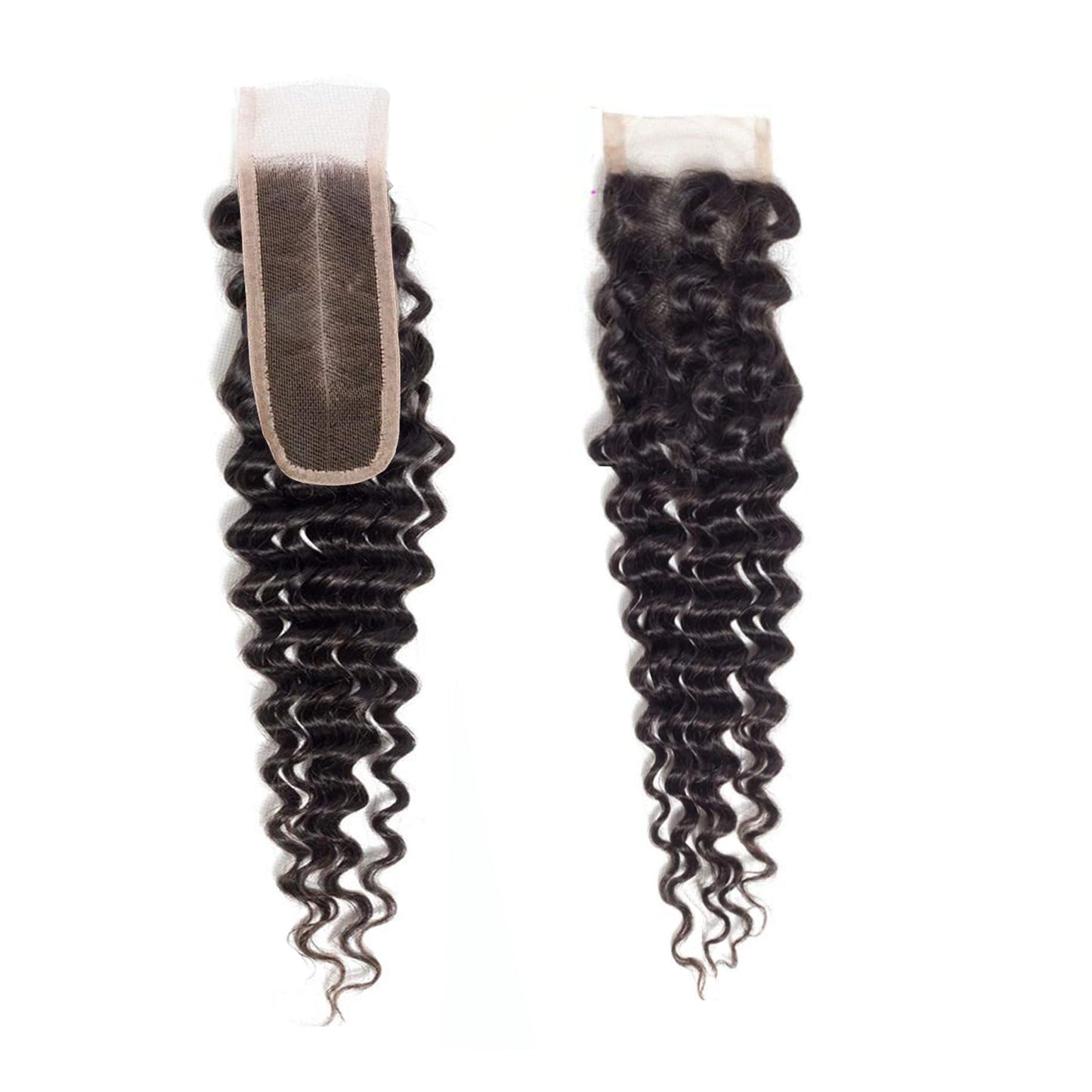 Deep Wave Closure 2x6 Human Hair Swiss Lace-Closure Deep Wave Brazilian Remy Human Hair Wavy 2 By 6 Closure With Baby Hair 14 Inch