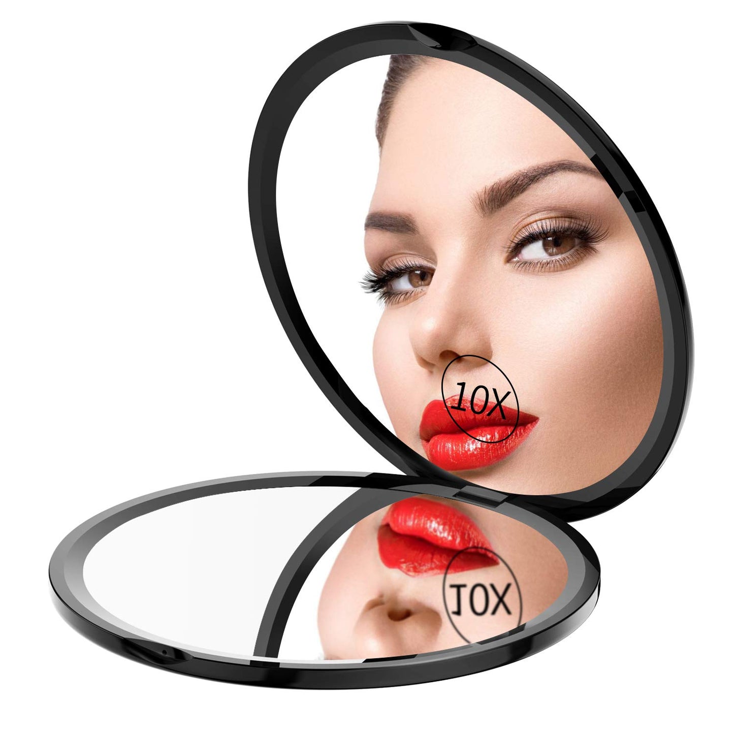 Gospire LED Makeup Mirror 1x/10x Magnifying with Touch Screen Adjustable LED Light, 7" Lighted Vanity Swivel Mirror Double Sided Cosmetic Mirror (Silver-Dimmable Switch)