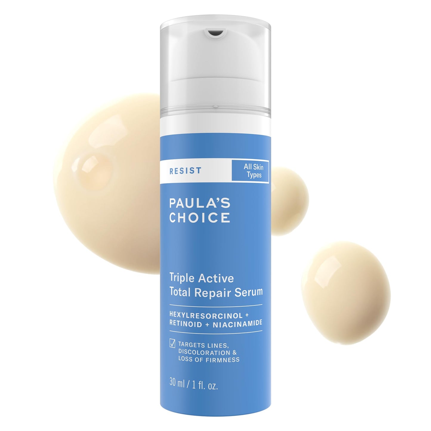 Paula’s Choice RESIST Triple Active Total Repair Serum, 3-in-1 Serum for Wrinkles, Dark Spots & Loss of Firmness with Niacinamide & Retinoid, Fragrance-Free, 1 Fl Oz