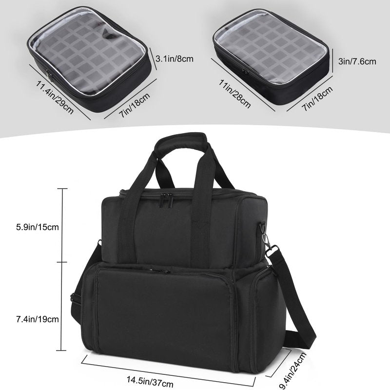 NATUMER Large Tattoo Case Tattoo Travel Case with 2 Inner Removable Pouches- Waterproof Oxford Fabric Tattoo Travel Storage Bag for Large Tattoo Stencil Printer and Tattoo Supplies (Black Bag Only)