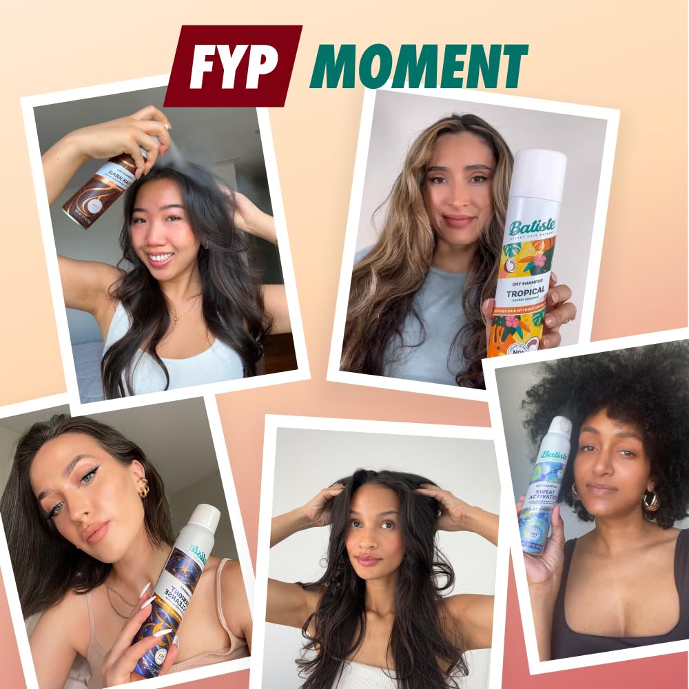 Batiste Tropical Dry Shampoo - Waterless Hair Cleanser | 3.81oz, 3-Pack for Refreshing Volume