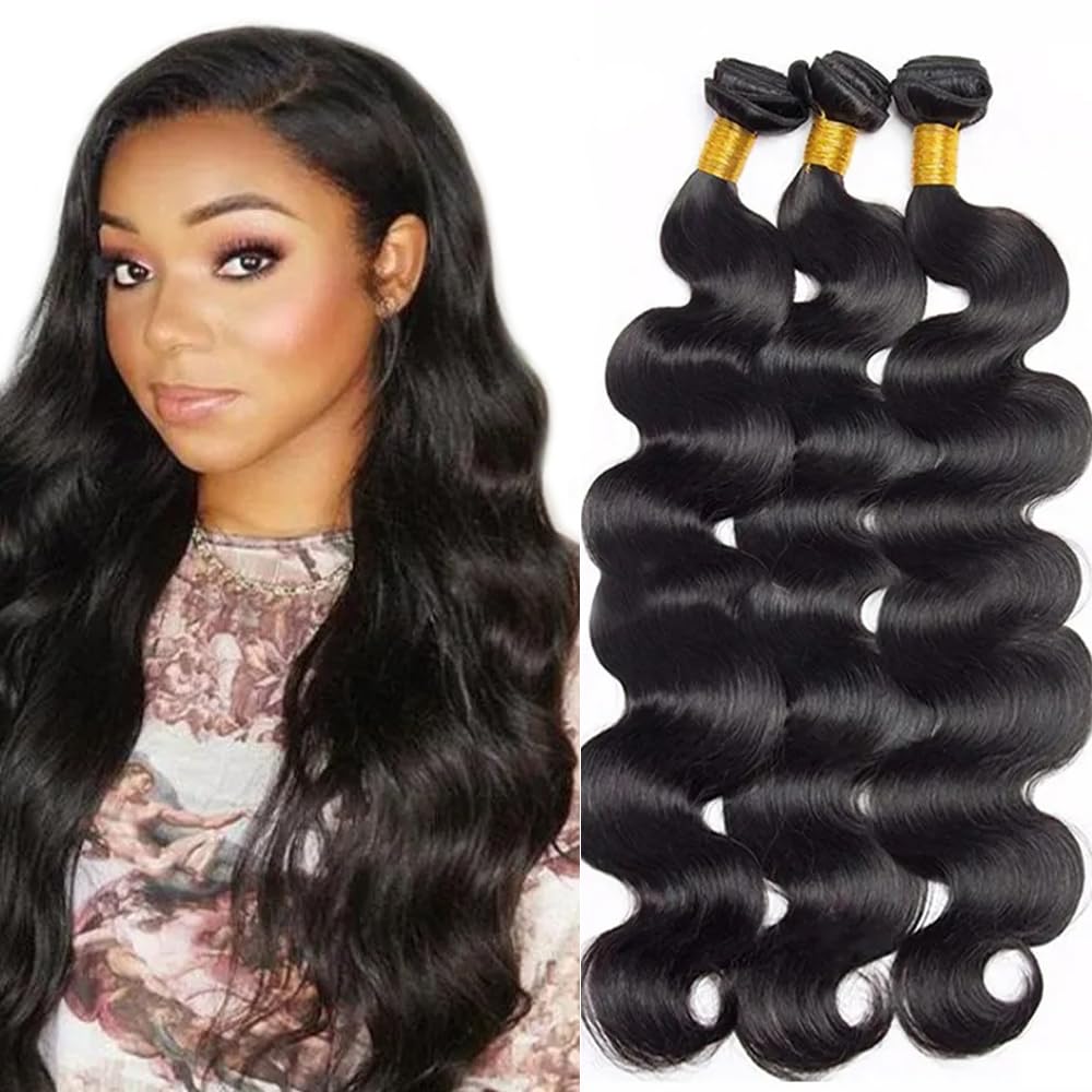 Body Wave Bundles Natural Color Body Wave Human Hari Bundles 14 14 14 Inch Soft And Healthy Brazilian Virgin Remy Hair Extensions Quick Weave For Women Deals
