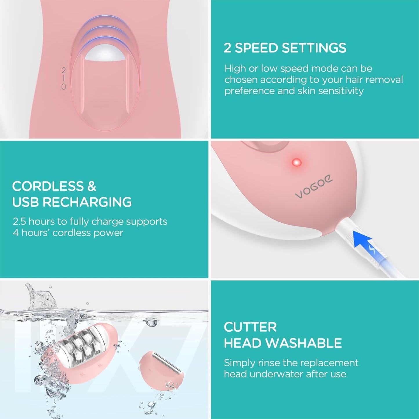 Epilator for Women, Smooth Glide Epilator for Women with 2 Speeds, Smooth Face Trimmer Device, Facial Hair Removal for Face Legs Arms Armpit Bikini