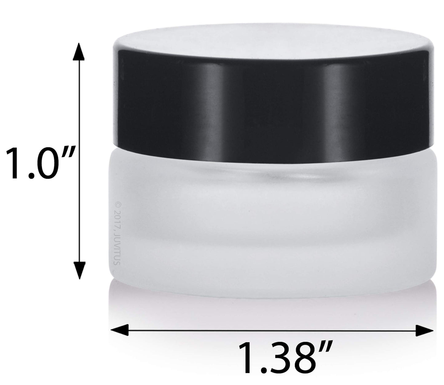 (24 pack) 5 ml 1/6 oz Frosted Clear Glass Small Thick Wall Jars with Black Smooth Foam Lined Lids