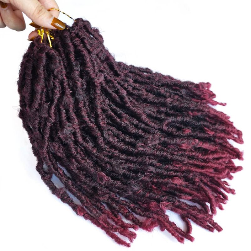 6 Packs Crochet Butterfly Locs Crochet Hair 12 Inch Burgundy Red Distressed Crochet Braids Soft Butterfly Faux Locs Crochet Hair Extension (12Inch,1B/BUG)