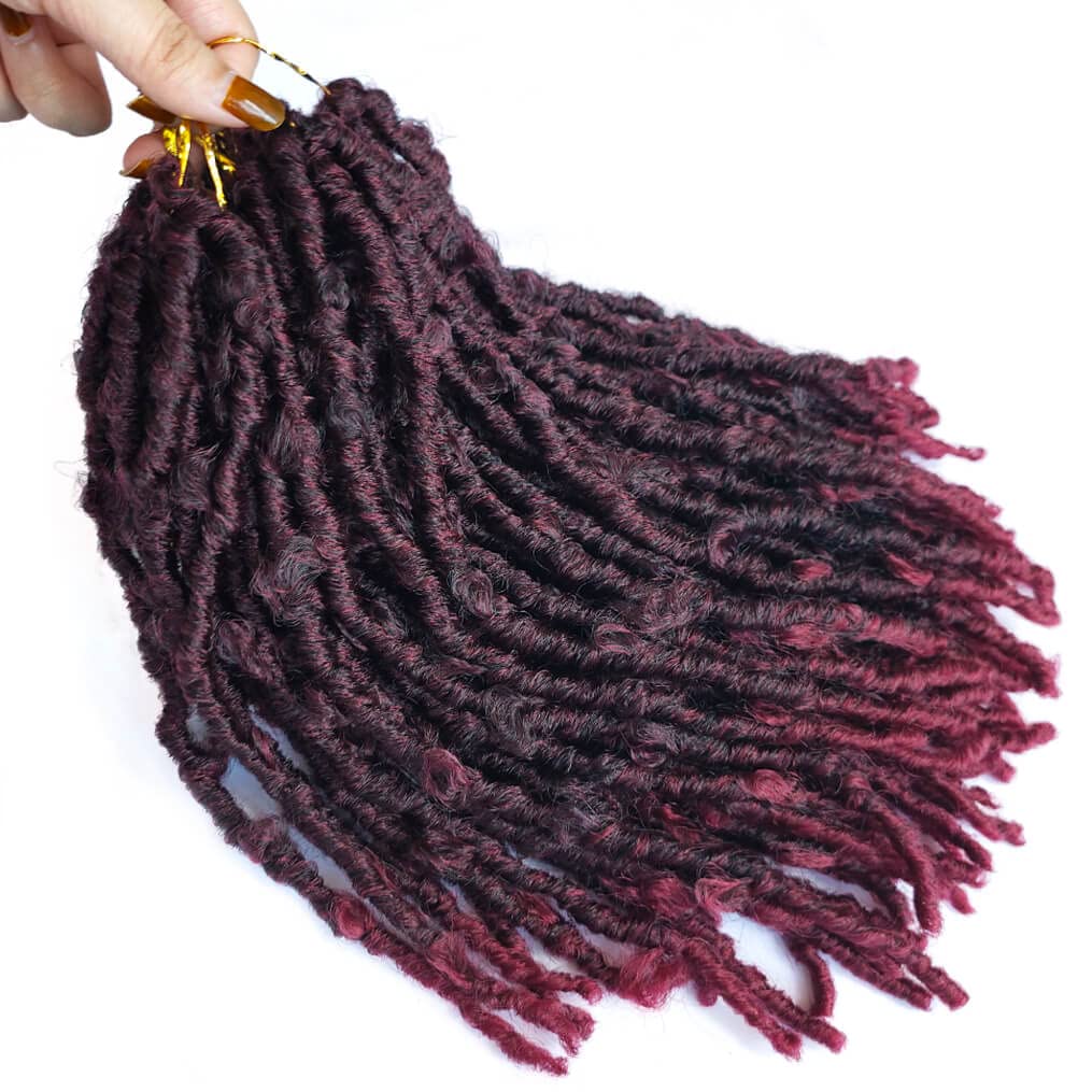 6 Packs Crochet Butterfly Locs Crochet Hair 12 Inch Burgundy Red Distressed Crochet Braids Soft Butterfly Faux Locs Crochet Hair Extension (12Inch,1B/BUG)