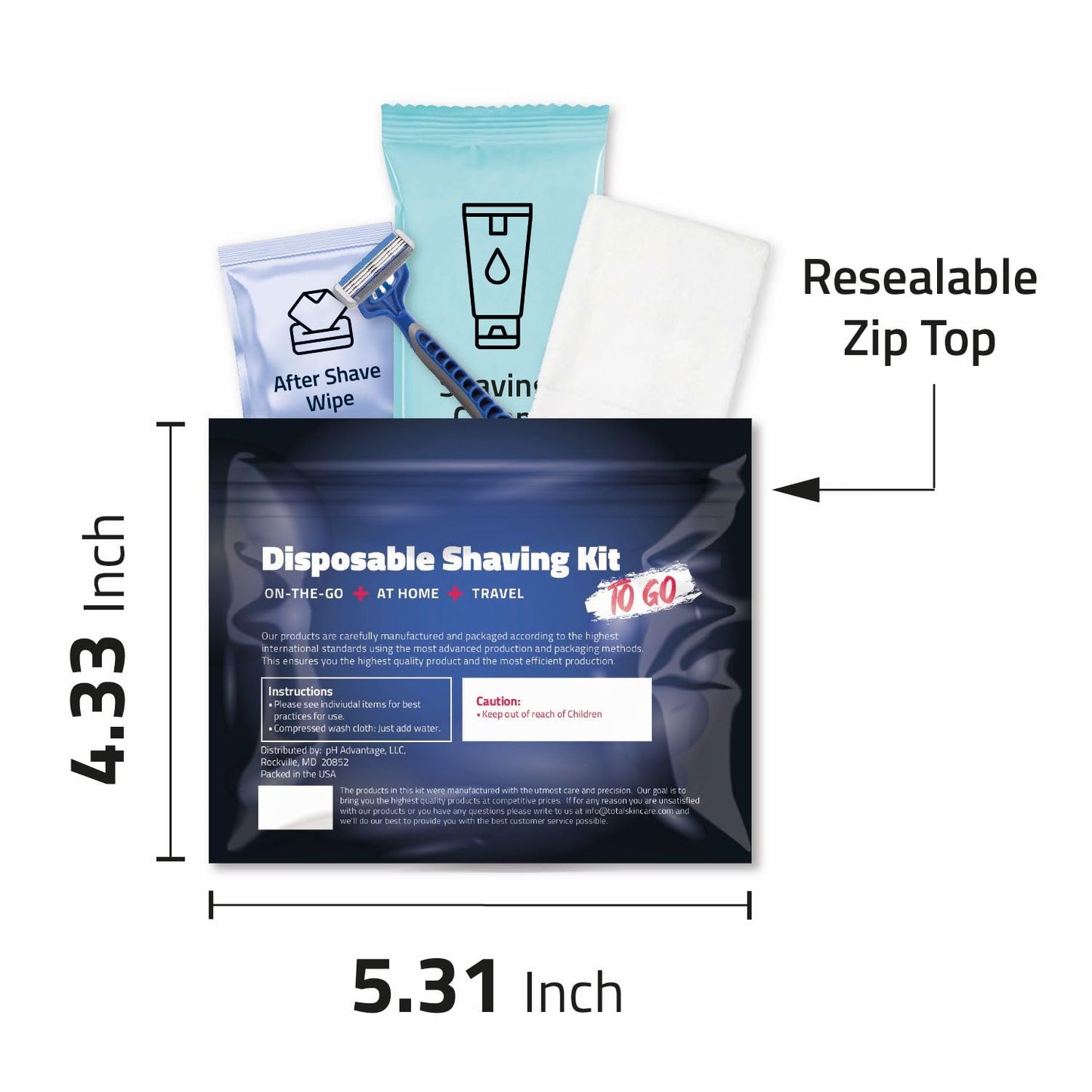 On-the-Go Shaving Kit – Disposable Razor, Shaving Cream, Washcloth & Aftershave Wipe – Travel Friendly, Grooming Essentials for Hygiene when on the Go - Black (5)