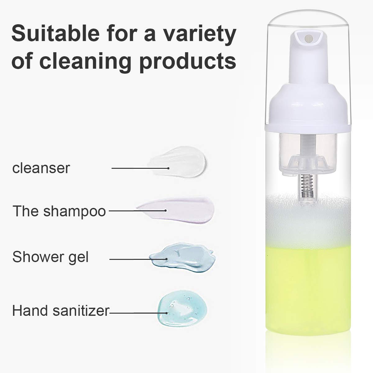 ROMROC 24 PCS Foam Pump Bottle Dispenser Refillable 2oz/60ml Empty Travel Size Foam Bottle for Lash Shampoo Hand Soap Shampoo Lash Cleanser Packaging Liquid Cleaning
