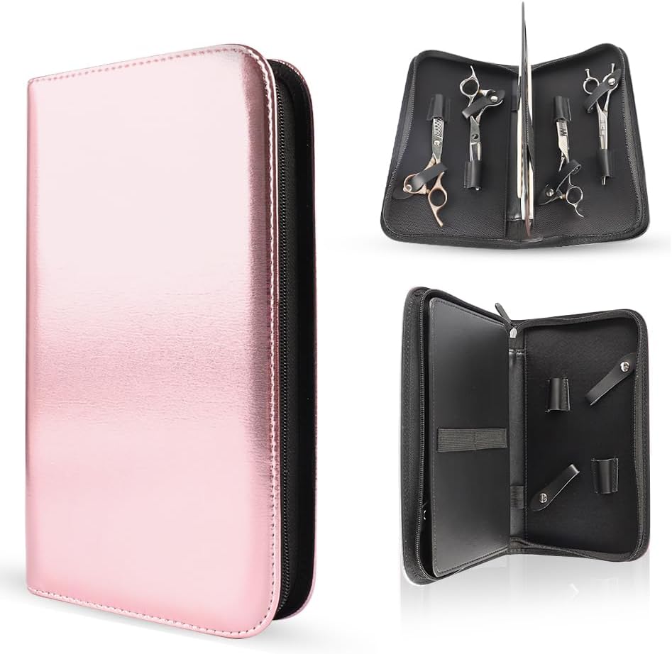 Scissor Pouch Bag - Salon Scissors Storage Case for Hairdressers & Barbers | PU Leather - Pink