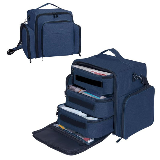 BAOMANYUHA Large Cosmetic Organizer Bag with 3 Inner Removable Pouches,Blue