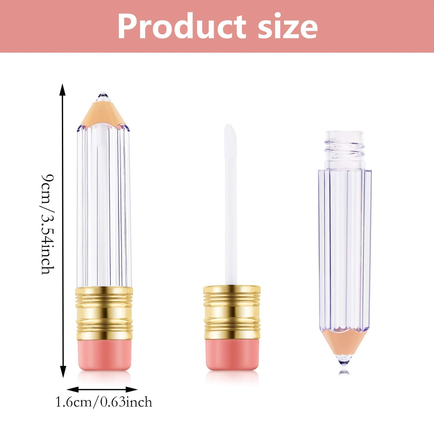 Blulu 48 Pcs Pencil Lip Gloss Tubes Bulk, 5 ml Empty Lip Gloss Containers, Cute Refillable Lips Balm Tubes for Graduation Party Favors, End of School Year, Back to School Teacher Appreciation Gifts