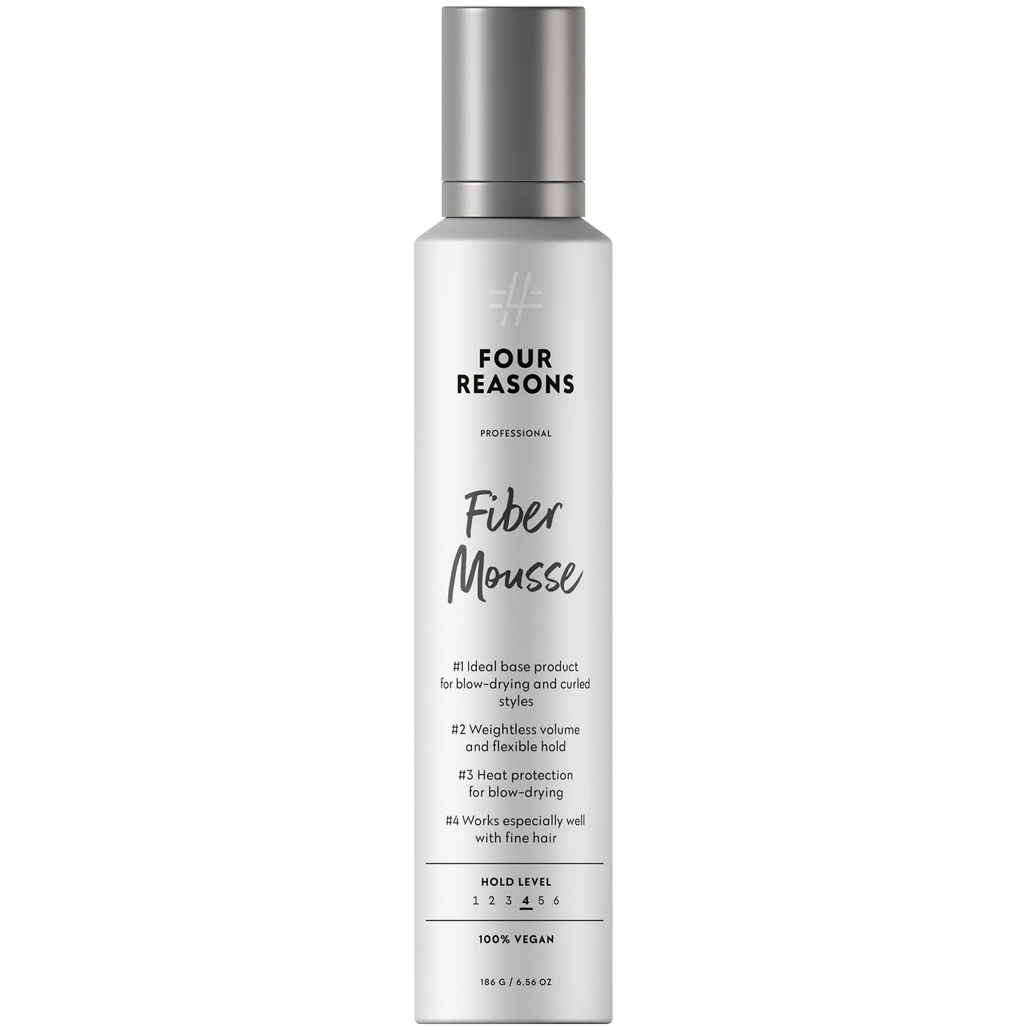 FOUR REASONS Professional Fiber Mousse for Curly Hair - Volumizing Long-lasting Flexible Hold for Curly, Wavy and Straight Hair, VEGAN Curl Mousse, 5 Oz
