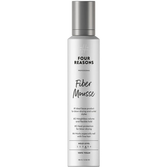 FOUR REASONS Professional Fiber Mousse for Curly Hair - Volumizing Long-lasting Flexible Hold for Curly, Wavy and Straight Hair, VEGAN Curl Mousse, 5 Oz