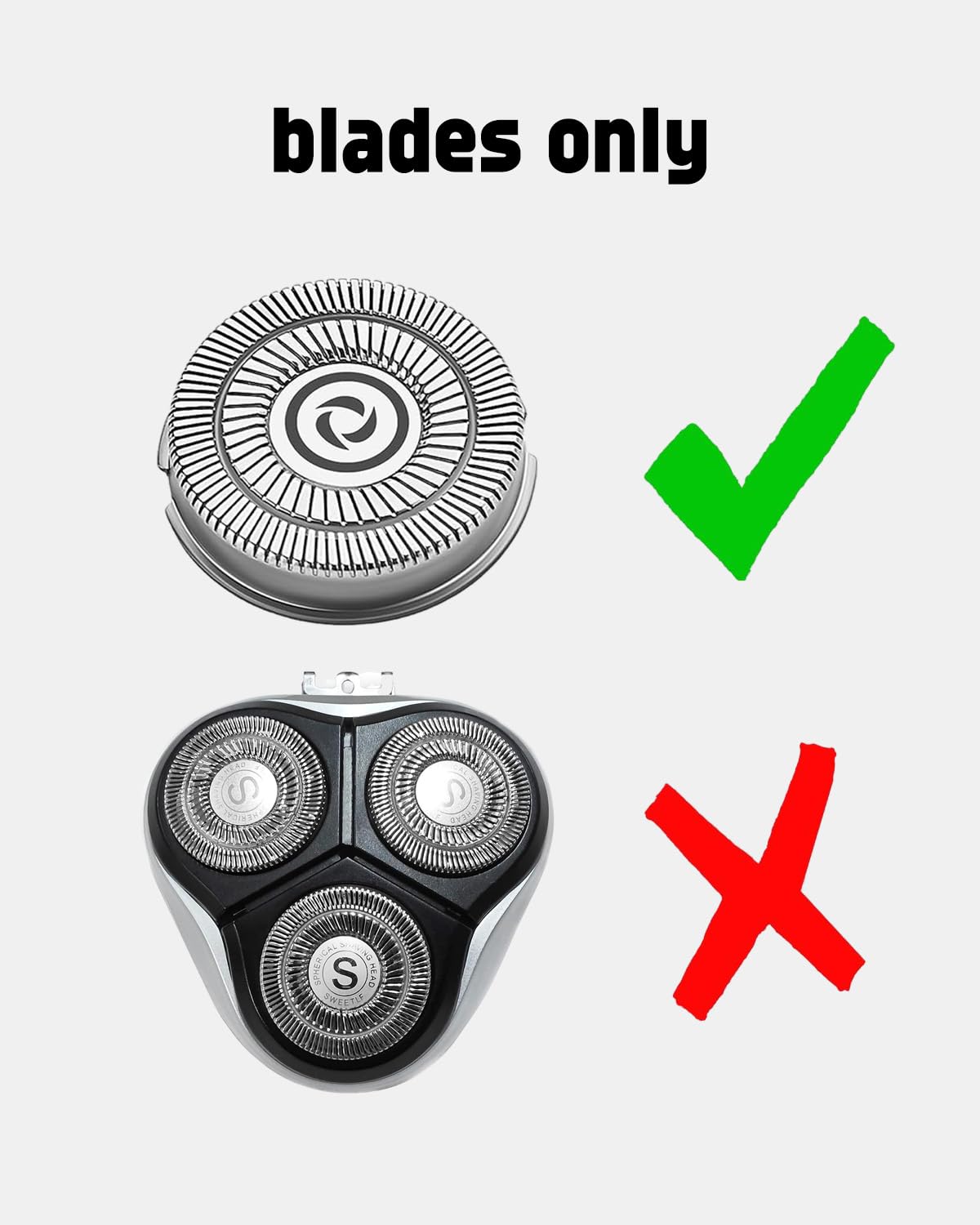 SweetLF Replacement Blades for Electric Razor - 3PCS Shaver Heads with 2 Cleaning Brushes | Compatible with SWS7105 Models