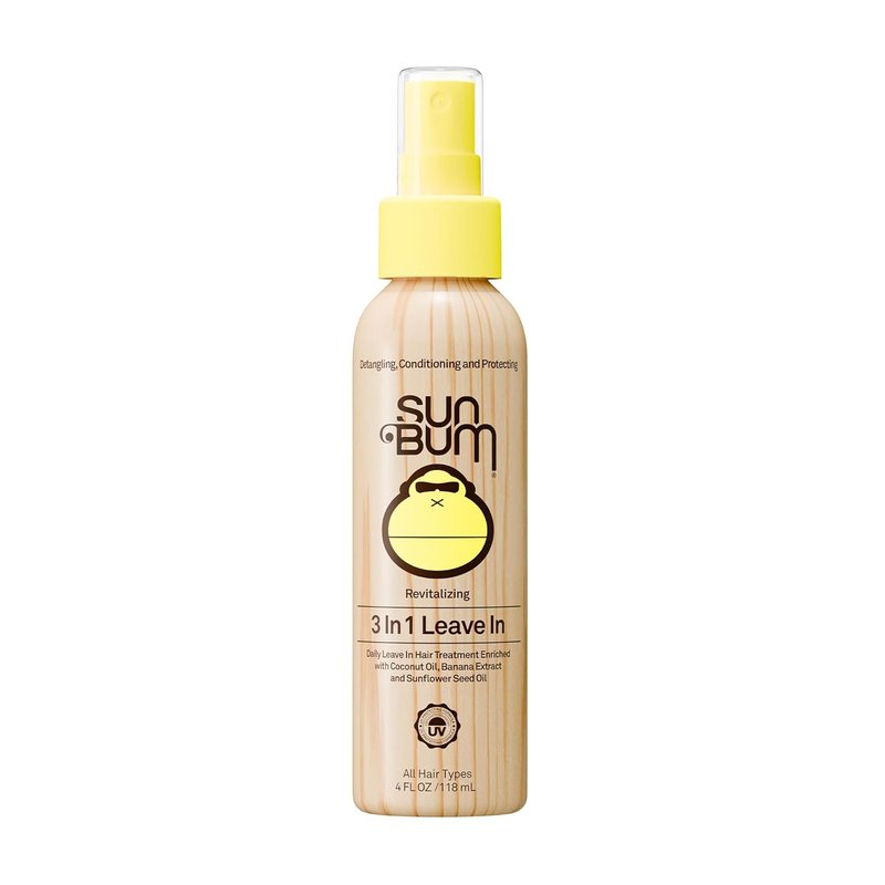 Sun Bum Revitalizing Leave-In Conditioner - Anti-Frizz Detangler with UV Protection | 4 oz, Coconut Oil & Banana Enriched