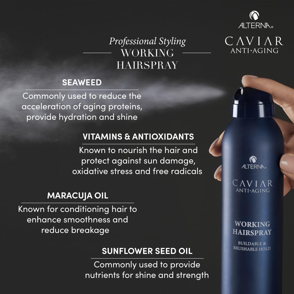 Alterna CAVIAR Anti-Aging Hairspray - Buildable Hold & Frizz Control | Sulfate-Free, Adds Shine
