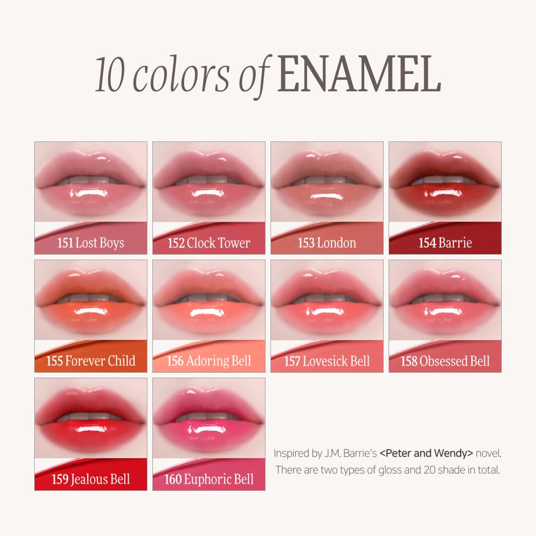 DINTO (Peter & Wendy Collection Deep-Kissed Plumping Lip Enamel - Glitter Lip Gloss, High Shine, Cooling Plumping, Long-Lasting, Vegan & Cruelty-Free (152 Clock Tower, 4ml)