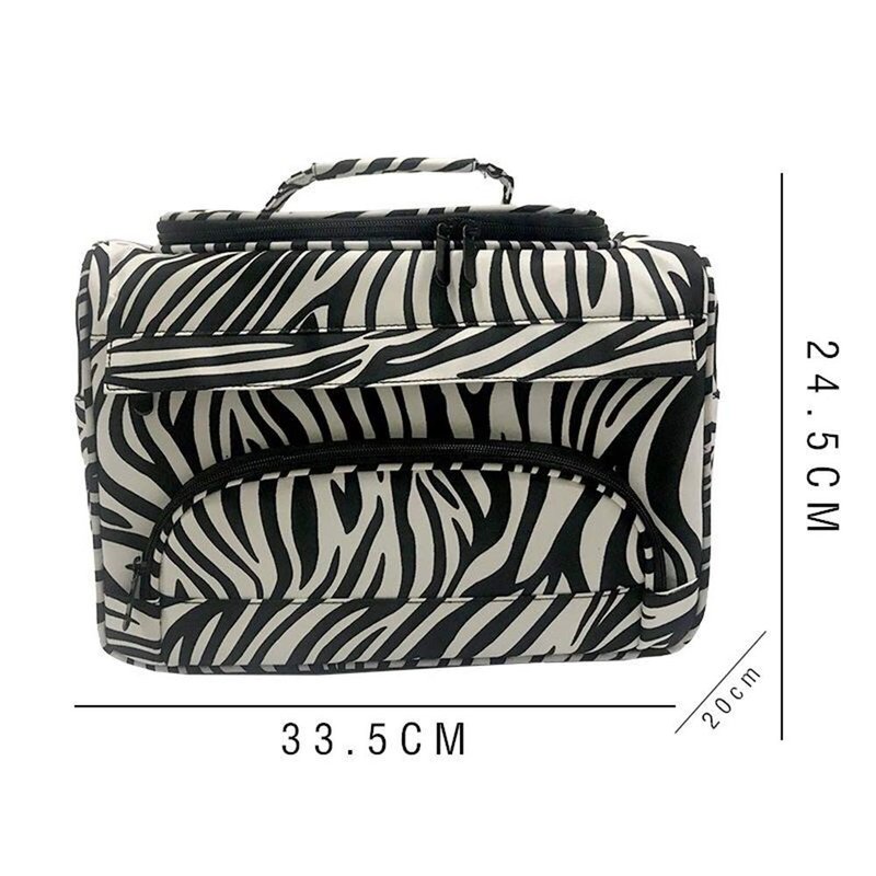 Professional Hairdressing Styling Bag - Multi-Functional Makeup Organizer for Salon | Zebra Print, Shoulder Strap