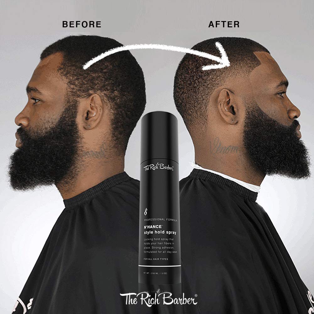 The Rich Barber N’Hance Hold Spray for Hair Building Fibers - Long Lasting Locking & Setting Hold Spray for Natural Concealing Hair Thickening Fibers (5 oz.)