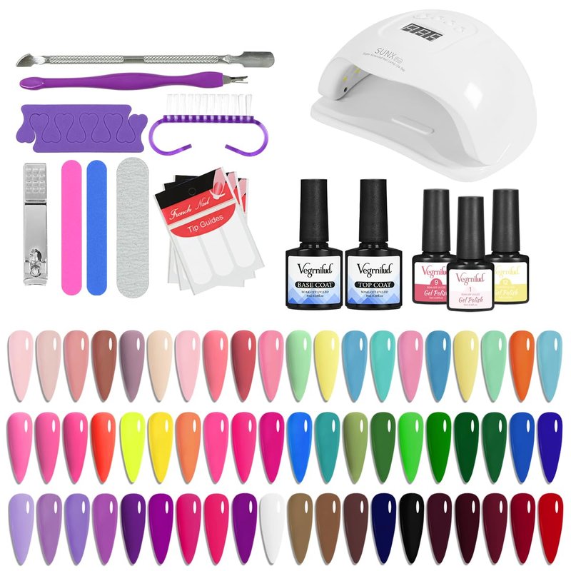 Gel Nail Polish Kit - 60 Colors Soak Off Gel Polish Set with UV Light | Perfect for DIY Nail Art