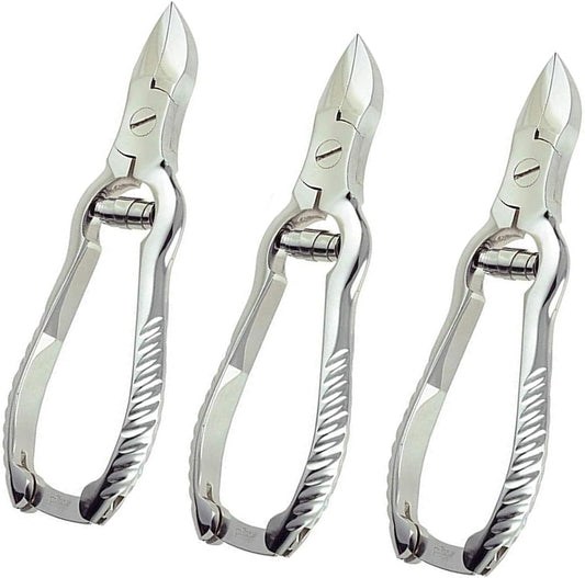Stainless Steel Toe Nail Nipper Clipper Set - 3-Piece Barrel Spring 5.5”