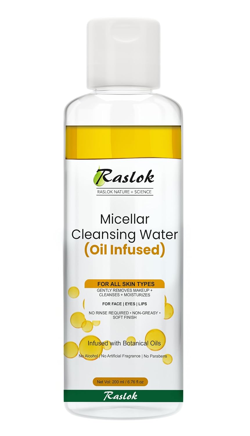 Micellar Cleansing Water - Oil Infused Makeup Remover & Moisturizer | Alcohol-Free, Paraben-Free, 200ml