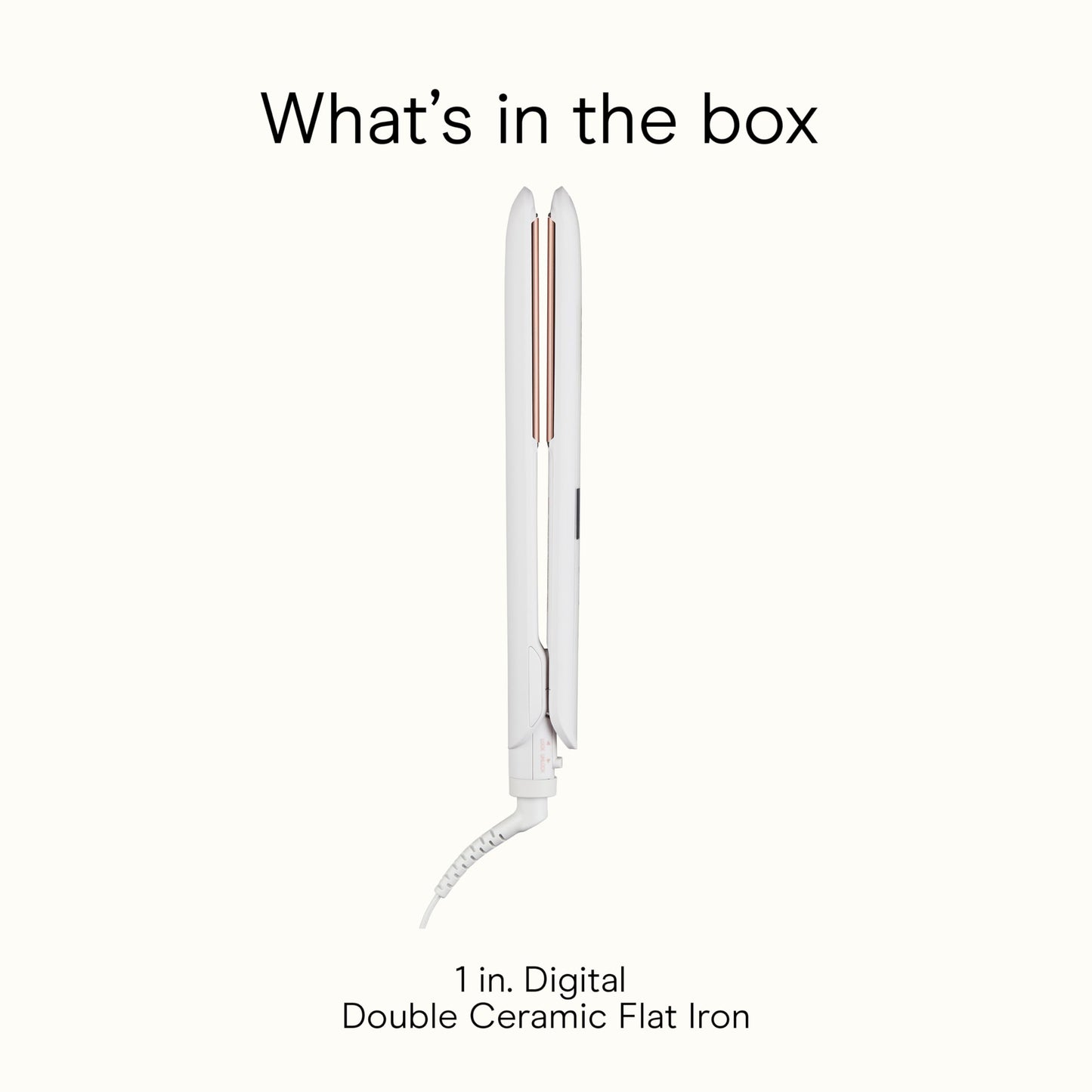 Conair Double Ceramic Flat Iron, 1-Inch Flat Iron, 5 Digital Temp Settings Up to 410°F, Extra-Long Plates, For All Hair Types and Textures, White