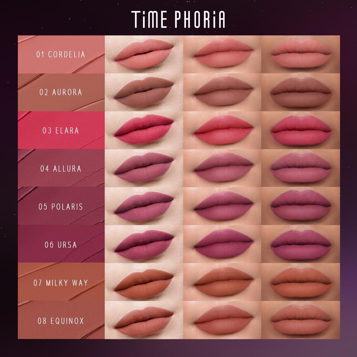 TIMEPHORIA Nebula Velvet Lip Cream, Deep Berry Red Velvet Matte Finish Lip Stain Tint, Lightweight Cream Texture, Blurs Lip Lines, High Pigment Transferproof Long-Lasting Liquid Lipstick 09 Helion