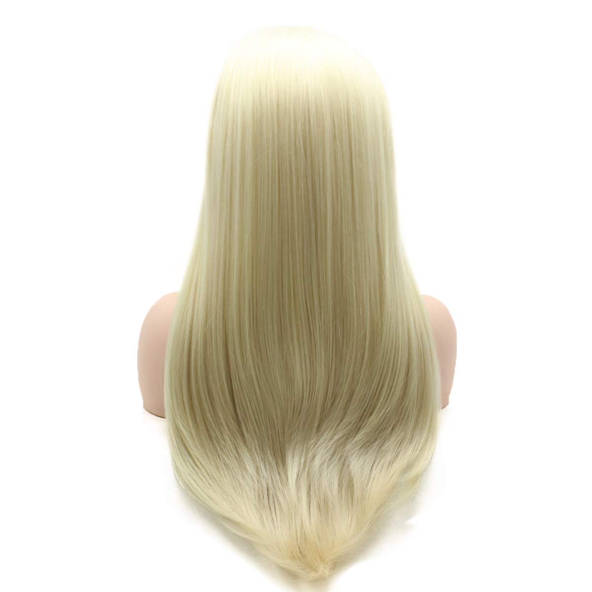 Meiyite Hair Straight Long 24inch Beige Heavy Density Heat Resistant Realistic Wig