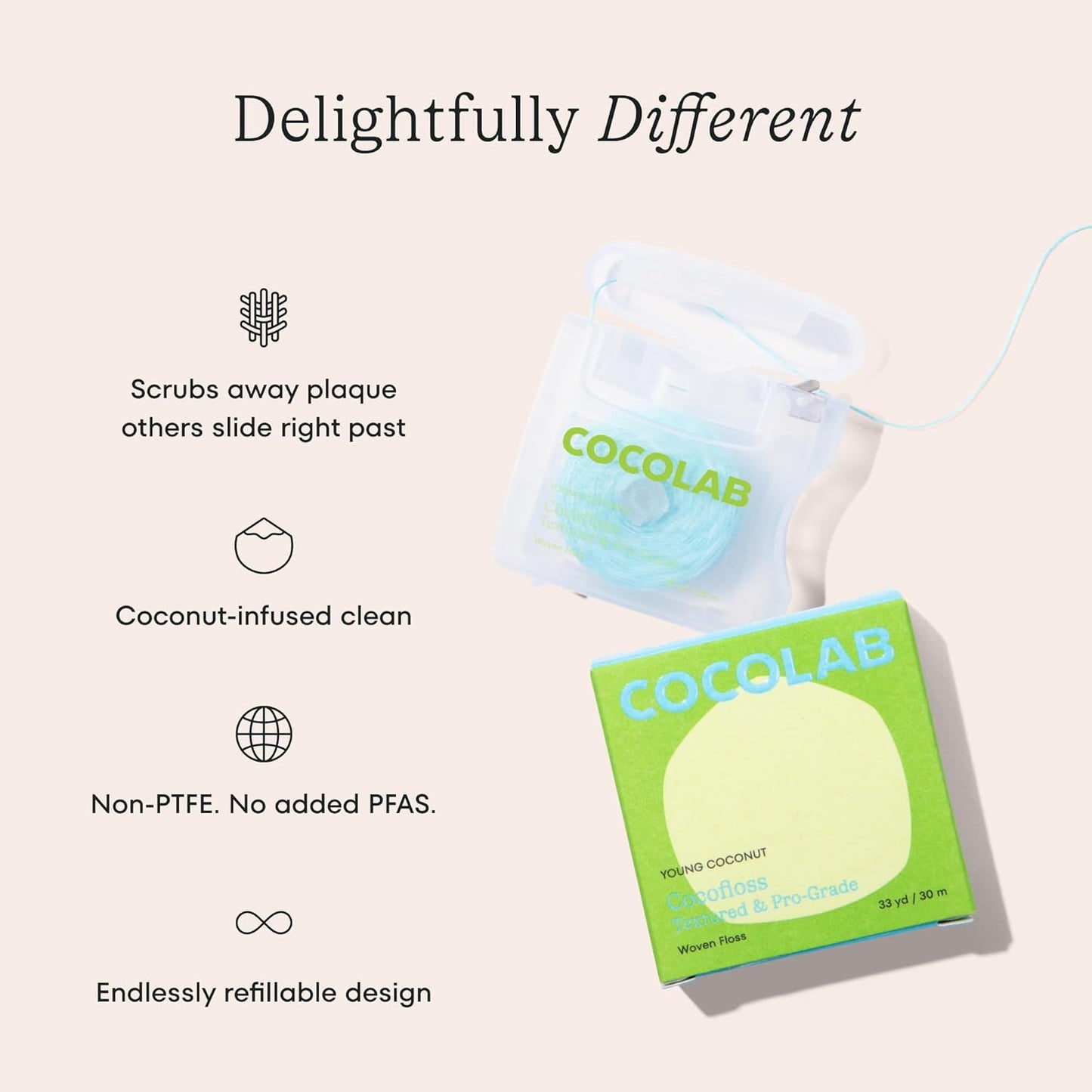 Cocofloss Expanding Woven Dental Floss - Waxed Coconut Oil Infused Floss for Daily Oral Care | 4 Pack