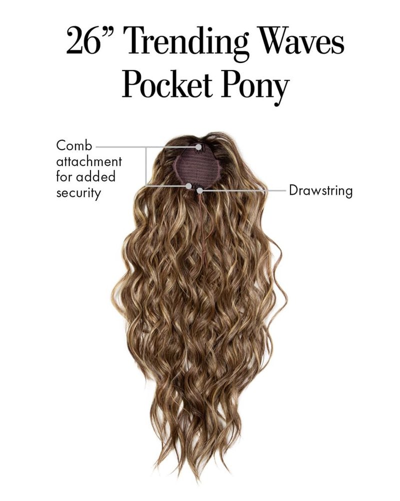 Kim Kimble 26" Trending Waves Pony Hairpiece, Trendy Modern Wavy Ponytail With Built in Claw clip by Hairuwear, MC30/130SS Cherry Cola
