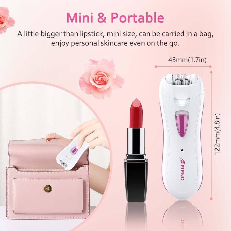 Epilator for Women - Rechargeable Smooth Glide Hair Removal Device with LED Light | Face, Bikini, Armpits, Arms, Legs