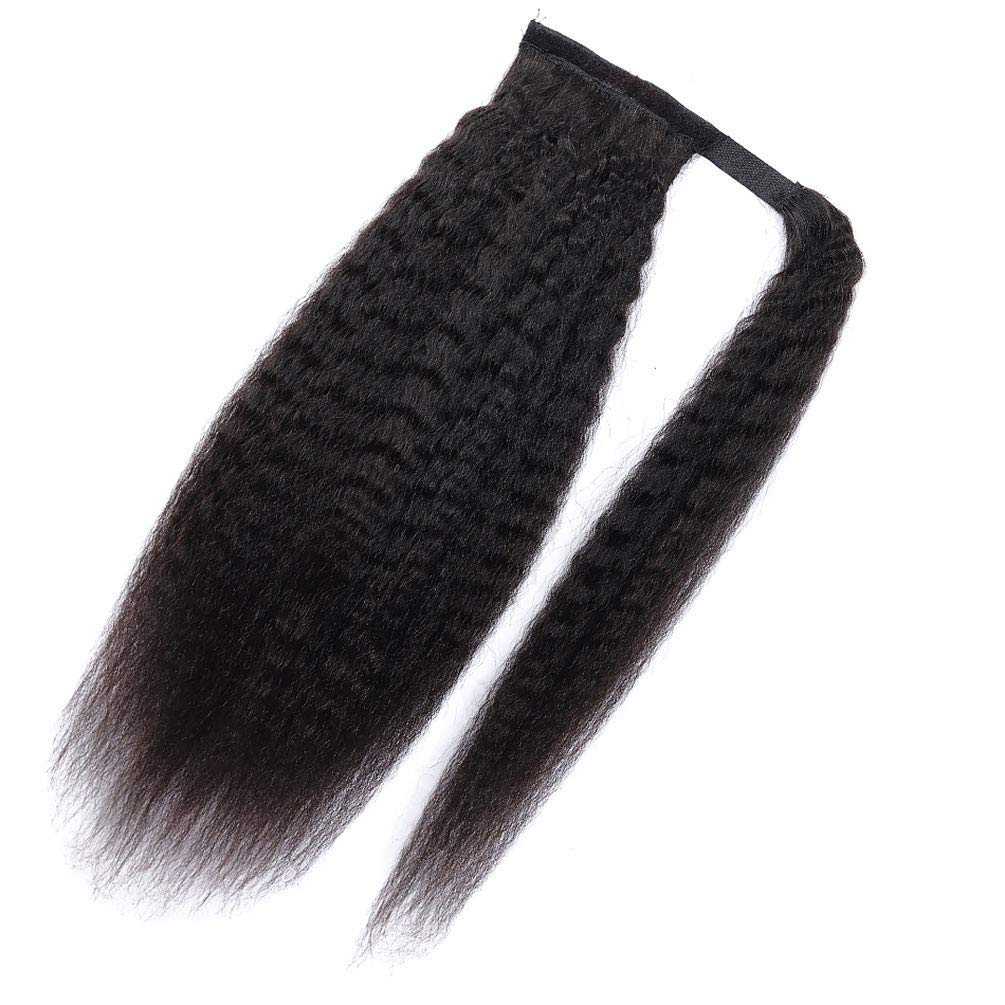 Ponytail Extensions Human Hair Kinky Straight Clip in Ponytail Extensions Natural Black Magic Paste Ponytail Brazilian Wrap Around Pony Hair Extensions Remy Human Hair 20 Inch