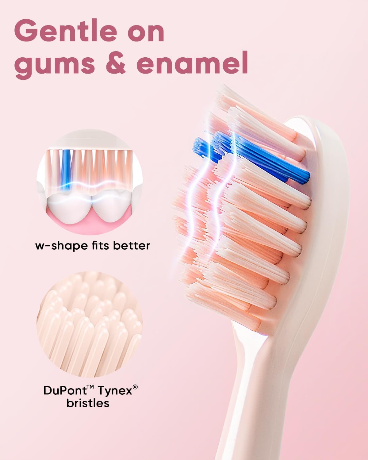 MySmile Electric Toothbrush for Adults - Rechargeable Sonic Battery with 3 Brush Heads & Smart Timer | 45000VPM, Pink