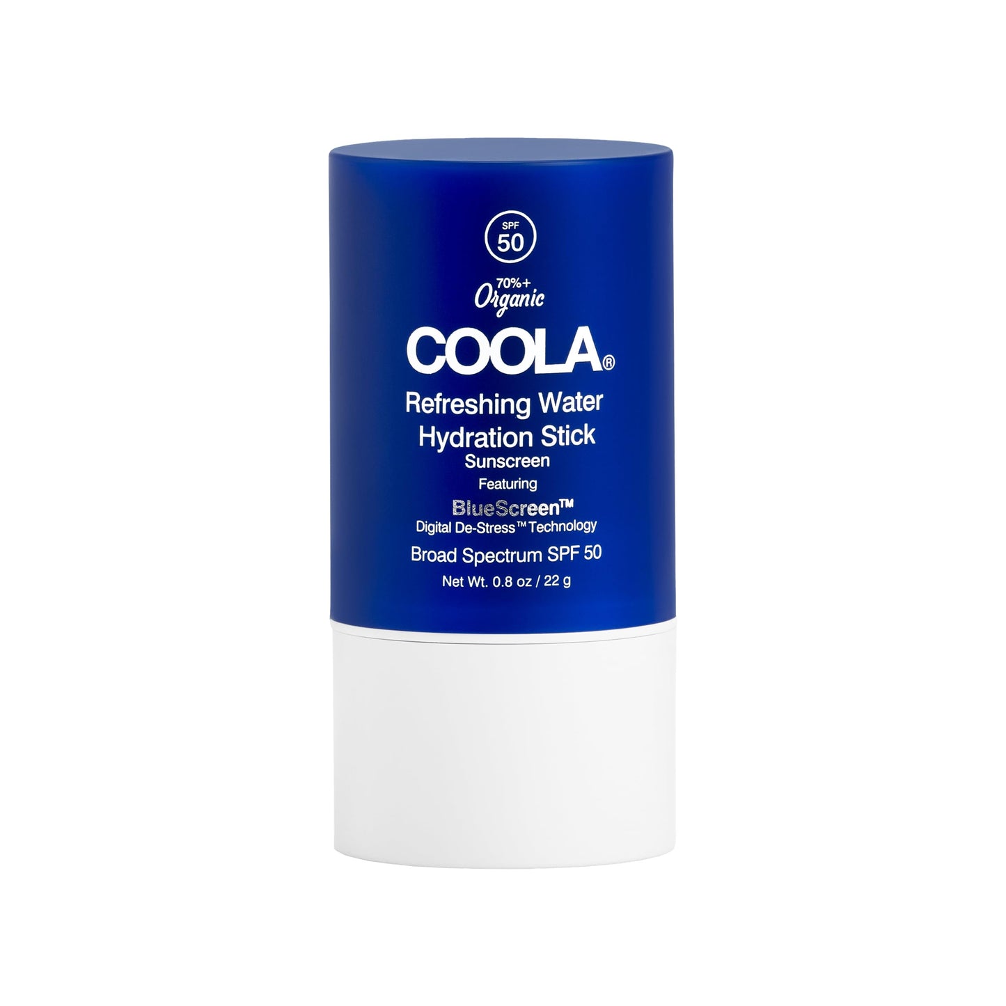 COOLA Organic Refreshing Water Stick Face Moisturizer with SPF 50, Dermatologist Tested Face Sunscreen with Plant-Derived BlueScreen Digital De-Stress Technology, 0.8 Oz