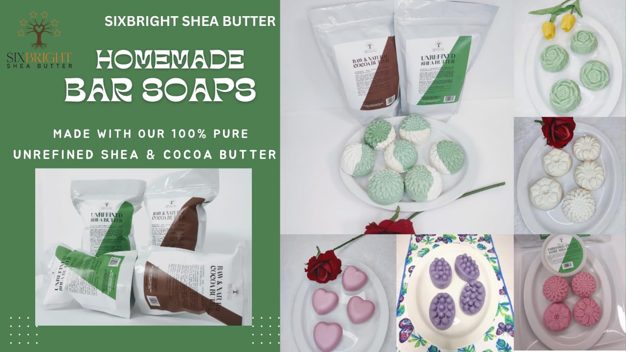 Sixbright Unrefined Cocoa Butter –16 oz | 100% Pure, Food Grade- Natural Moisturizer for Dry Skin, Fades Stretch Marks & Scars ,For Skin, Hair, DIYs. Chocolate Aroma