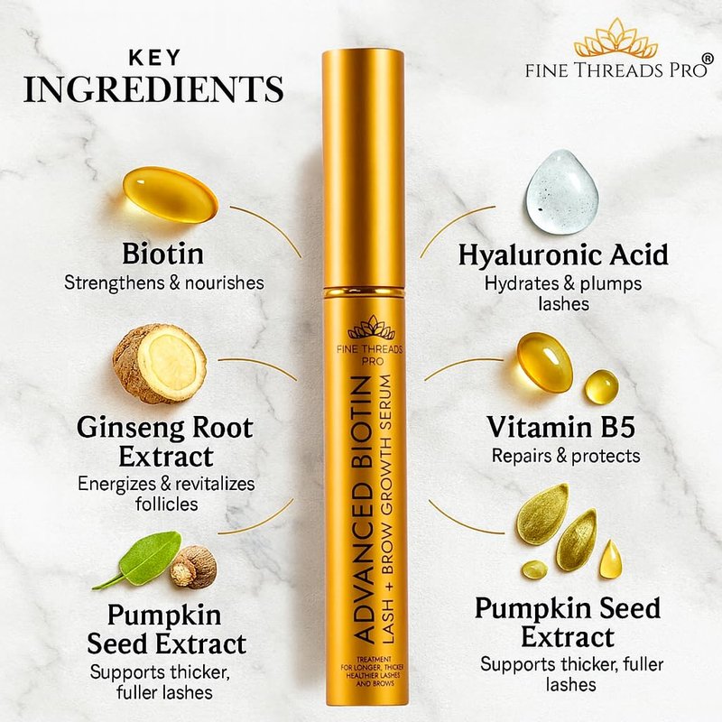 Advanced BIOTIN Eyelash Growth Serum for Longer, Fuller, Thicker Lashes & Eyebrows, Lash Serum for Eyelash Growth- Fast Results 2-4 weeks