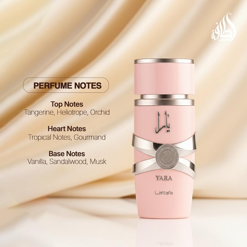 Lattafa Yara - Vanilla, Gourmand, Fruity, Floral - Eau de Parfum Long-Lasting Fragrance for Women, 3.40 Ounce / 100 ml