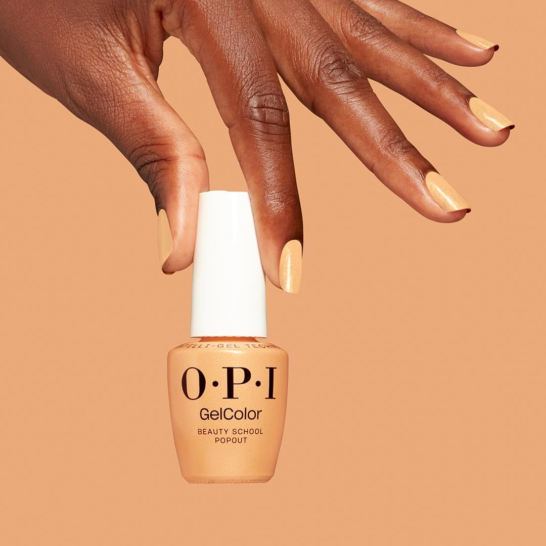 OPI GelColor Beauty School Popout | Sheer Pastel Orange with Gold Shimmer LED Cure Gel Nail Polish | Salon-Quality Shine, Long-Lasting Wear | 0.5 Fl Oz | OPI'm Dreaming Collection