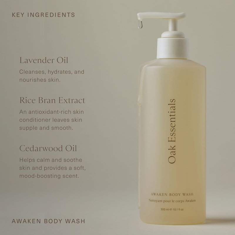 Awaken Body Wash - Luxury Hydrating Shower Gel with Lavender & Cedarwood Oil | 10.1 Fl Oz for Dry Skin