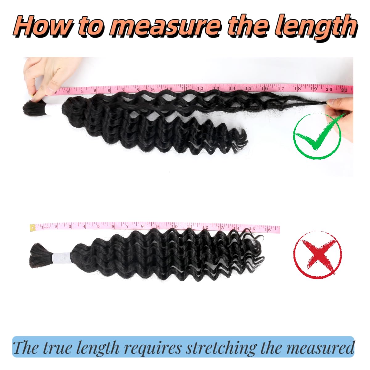 Human Braiding Hair Water Wave Bulk Human Hair for Braiding Bohemian Knotless 2 Bundles 100g 16inch No Weft 10A Brazilian Virgin Human Hair Extensions Curly Bulk Human Hair for Boho Braids