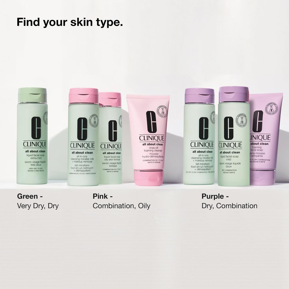 Clinique 3-Step All About Clean All-in-One Cleansing Micellar Milk + Makeup Remover With Glycerin + Vitamin E, 6.7 Fl Oz