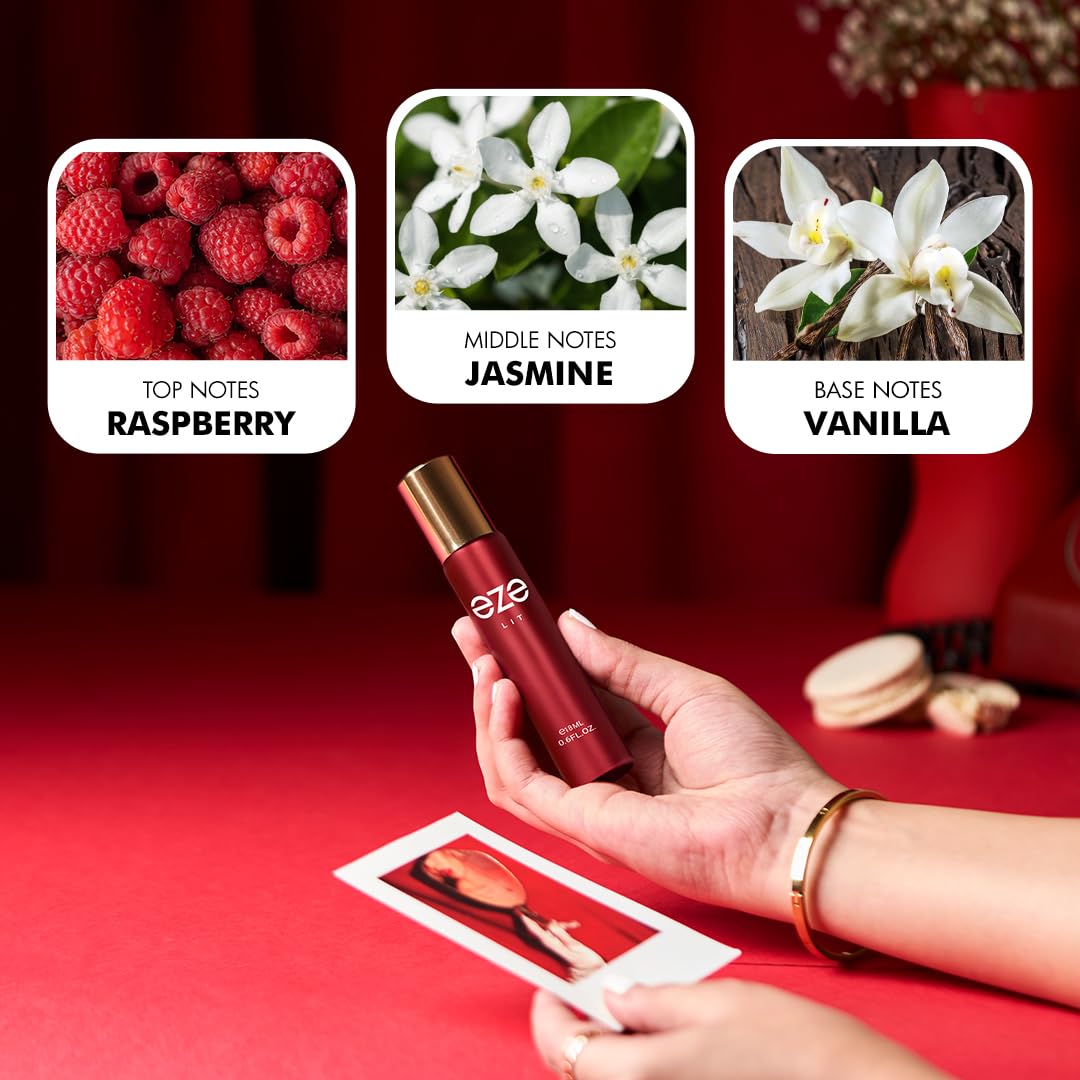 Eze LIT Perfume for Women 0.6 Oz EDP Raspberry Jasmine Musk Vanilla Cherry