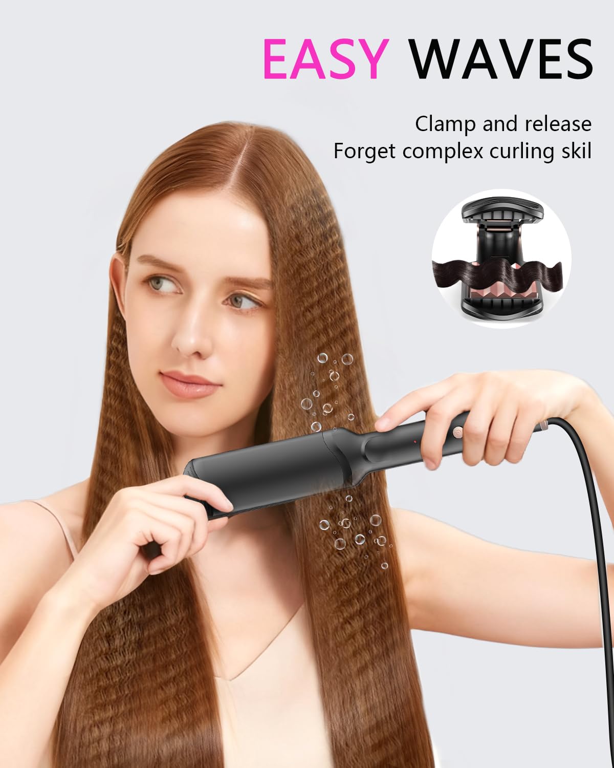 Hair Crimper Waver, Professional Hair Straightener Beach Waves Curling