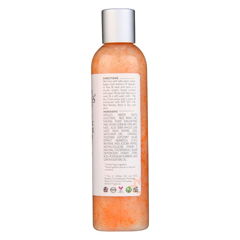 Glimmer Goddess Organic Exfoliating Face Cleanser - Anti-Aging with Micro Jojoba Pearls | 8 oz