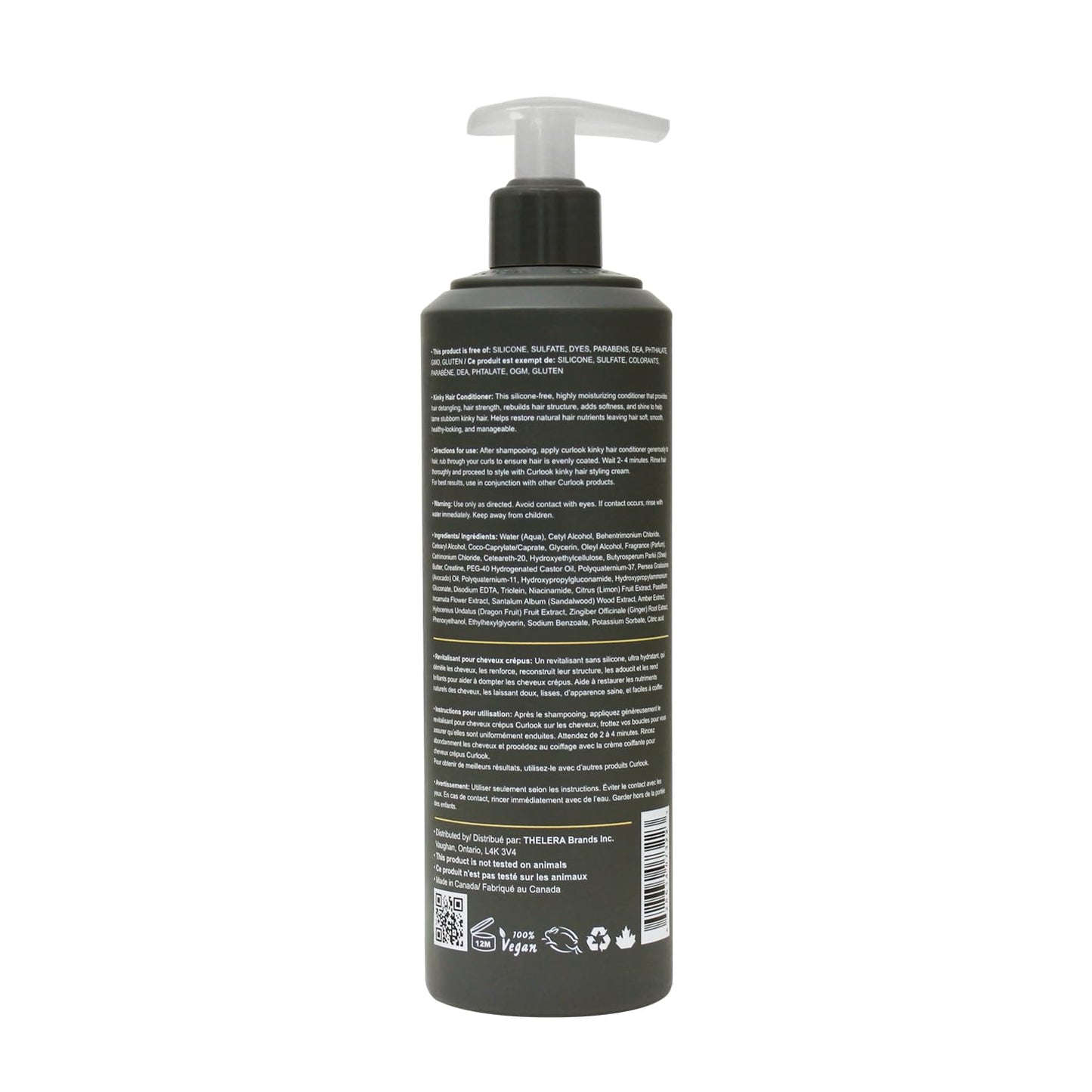 CURLOOK Kinky-Coily Hair Conditioner for Men | Silicone Free - 400ml (13.5 oz) | adds softness, and shine to help tame stubborn kinky hair | Made in Canada