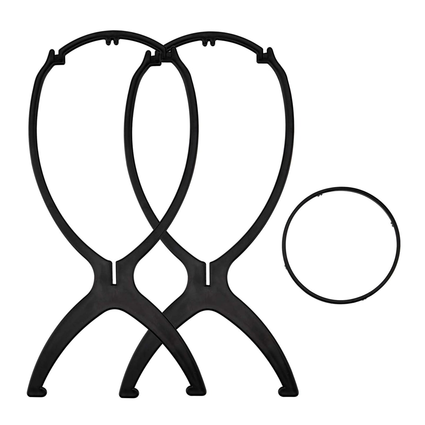 JAPCHET 30 Pack Plastic Wig Stands, 14.2 Inch Portable Folding Wig Stand Black Wig Holder, Trave Wig Display Stand for Multiple Wigs, Hats